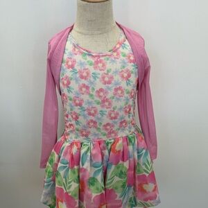 Peek Floral Dress with Pink Cardigan